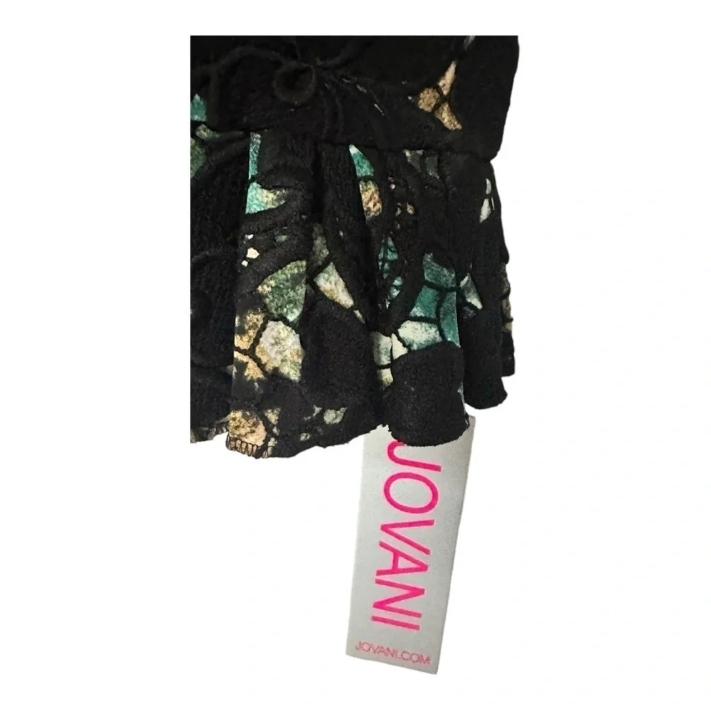 Jovani Masalvi Black and Green Embroidered Top - Size 0 - Picture 5 of 11